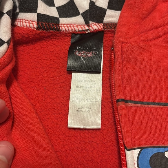 Disney Pixar Cars lightning McQueen zip up sweatshirt size 5/6 red - Picture 4 of 7